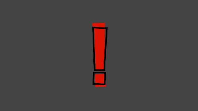 Moving doodle-style Exclamation mark, alpha channel