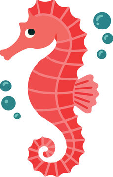 Sea Horse Vector illustration on background vector cartoon art, Cute seahorse cartoon hand drawn clipart vector.