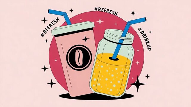 Refreshing Summer Drinks - Coffee and Juice.