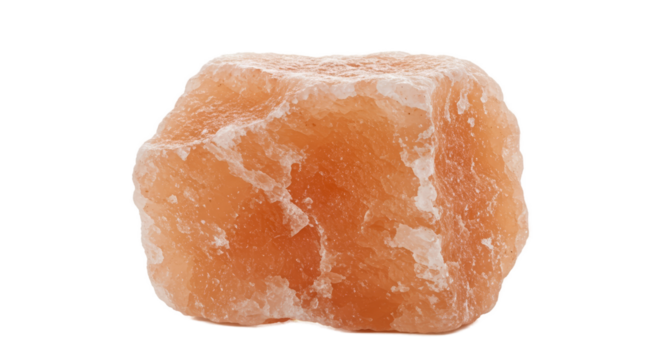 Pink Himalayan Salt Chunk Isolated on a Soft Peach Background Realistic Photo