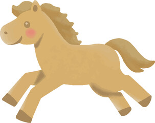 年賀2026　午年　年賀状素材　走る馬の可愛い水彩イラスト