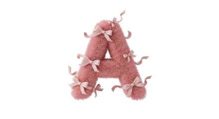 Pink Letter A 3D Render Decorated With Bows Isolated