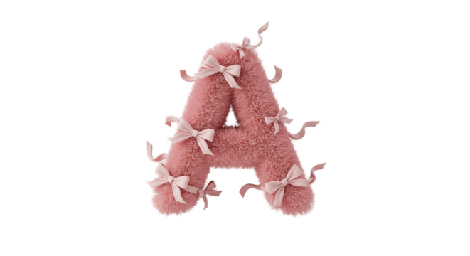 Pink Letter A 3D Render Decorated With Bows Isolated