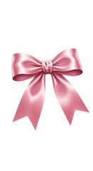 Fototapeta premium Pink Satin Bow Isolated On Pastel Background Elegant Satin Ribbon