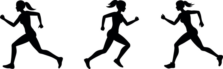 Girl Runner Silhouette, Running Men and Women, Girl Runner silhouette vector Illustrator,