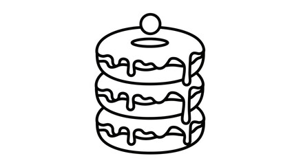 Simple black and white line drawing of a stack of pancakes