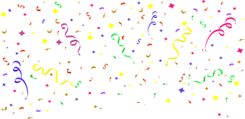 Party Confetti Birthday party confetti background, festive ribbons and streamer paper spiral stripes, cartoon vector. Colorful confetti Celebration confetti background Falling colorful confetti