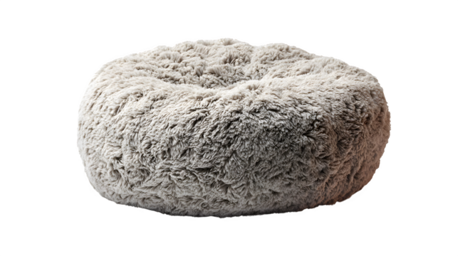 Soft fluffy gray dog bed provides ultimate comfort and relaxation for pets in a cozy home environment perfect for small to medium sized dogs