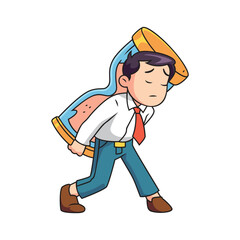 Overworked Office Worker Under Time Pressure