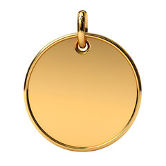 Obraz premium Blank round gold pendant isolated on transparent background