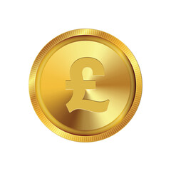 Pound symbol in gold coin, for financial blogs, with space for copy