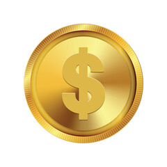 Dollar golden coin design with shiny effects vector