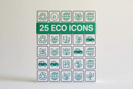 Photograph of a Perfectly Aligned 5x5 Grid of Modern Minimalist Icons