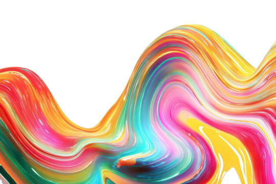 Wavy Colorful Abstract Fluid Art Painting with Swirls on Black Background Illustration - Powered by Adobe