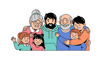 Family Portrait Happy Extended Family Hugging Together with Love and Affection