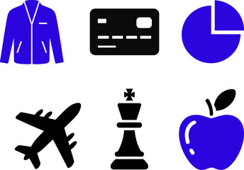 Set of diverse minimalist icons flat vector glyph design elements on Transparent Background for web and mobile apps