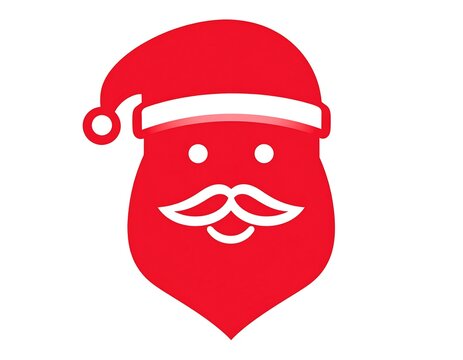 A minimalistic, red, icon depiction of Santa Claus' face and beard