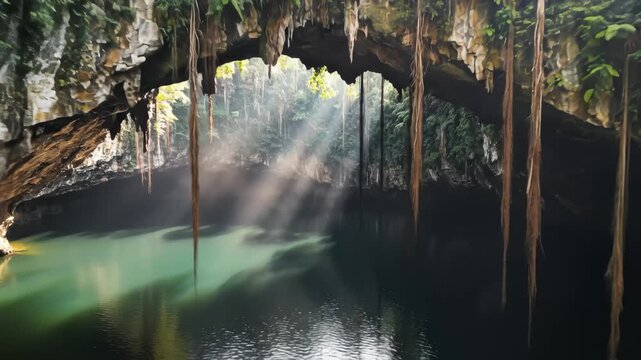 Exploring Cenote Ik Kil Underground Cave With Crystal Clear Turquoise Water