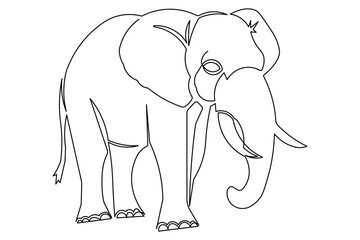Elegant minimalist elephant art created with continuous single line design