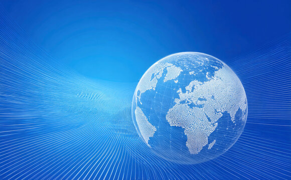 Abstract Global Network: Blue Lines and Globe