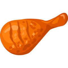 Illustration Of A Crispy Golden Brown Chicken Leg Drumstick Isolated On Transparent Background