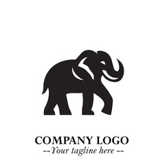 Obraz premium Majestic Elephant Logo Symbol in Black on White Background with Elegant Minimalist Modern Design