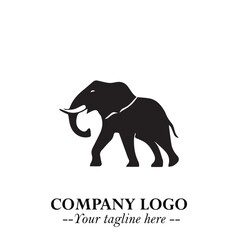 Obraz premium Majestic Elephant Logo Symbol in Black on White Background with Elegant Minimalist Modern Design