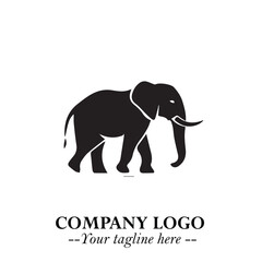 Majestic Elephant Logo Symbol in Black on White Background with Elegant Minimalist Modern Design