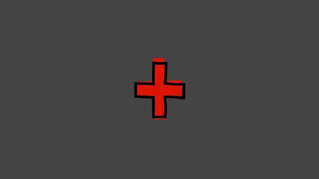 Moving doodle-style Plus sign, alpha channel