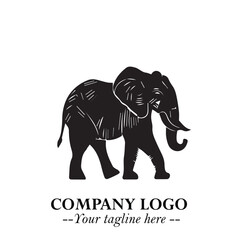 Majestic Elephant Logo Symbol in Black on White Background with Elegant Minimalist Modern Design