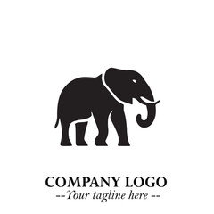 Obraz premium Majestic Elephant Logo Symbol in Black on White Background with Elegant Minimalist Modern Design