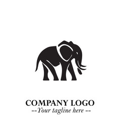 Majestic Elephant Logo Symbol in Black on White Background with Elegant Minimalist Modern Design