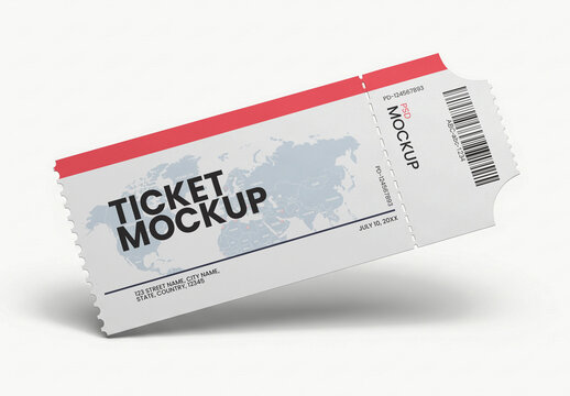 Floating Ticket Mockup Template