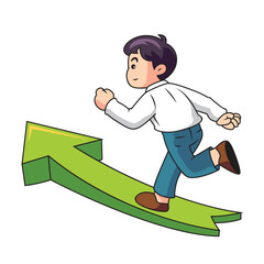 Businessman Running Toward Success