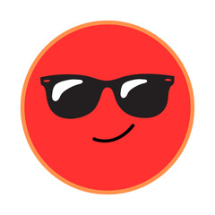 Red smiley face wearing cool black sunglasses