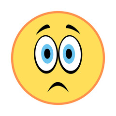 Worried emoji face with big blue eyes