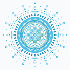 Fototapeta premium Intricate digital illustration of a futuristic circular design with gears and technological elements.