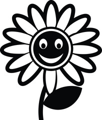 Cute cartoon daisy flower with a happy smiling face