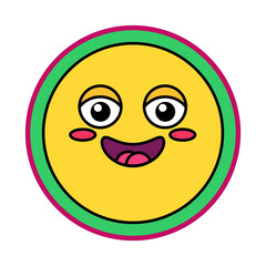 Happy yellow smiley face with rosy cheeks
