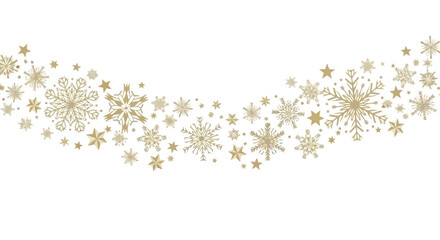 Golden Snowflake Garland Festive Winter Decoration for Holiday Projects