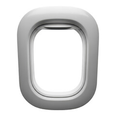 Airplane window frame isolated on transparent background with empty view