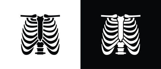 Costae, Rib cage icon. Illustration of human bones. Orthopedic vector icon, illustration of human bones and skeleton anatomy, human body parts, vector icon flat black and white. © sugarstock