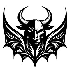 Silhouette of a winged bull's head