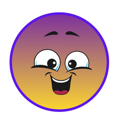 Excited cartoon face with wide grin and big eyes