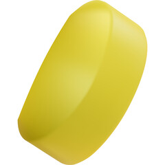 A Single Yellow 3D ABC Block with Rounded Edges and a Subtle Shadow on a Transparent Background