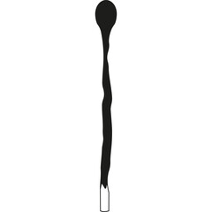 A single unlit matchstick with a black head and a long brown stem against a white background with a transparent background effect