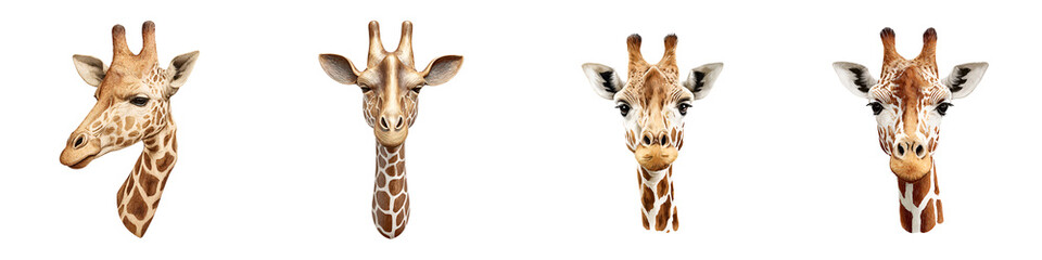 Obraz premium Giraffe Portrait Watercolor Heads - Cute Animal Illustration Set