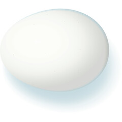 A single white egg with a teal shadow on a transparent background representing health and natural food isolated object