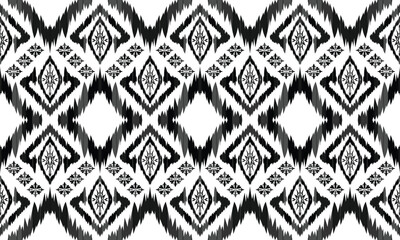 Ethnic ikat floral Ethnic Indian Pattern Ikat pattern Ethnic Pattern.Border Indian floral Aztec embroidery border seamless patterns.	