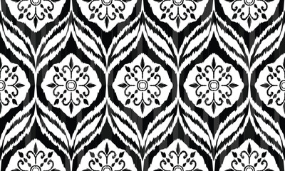 Ethnic ikat floral Ethnic Indian Pattern Ikat pattern Ethnic Pattern.Border Indian floral Aztec embroidery border seamless patterns.	